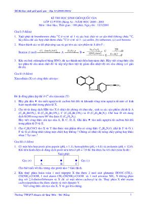 Đề thi học sinh giỏi Quốc gia môn Hóa học Lớp 12 THPT - Năm học 2000-2001